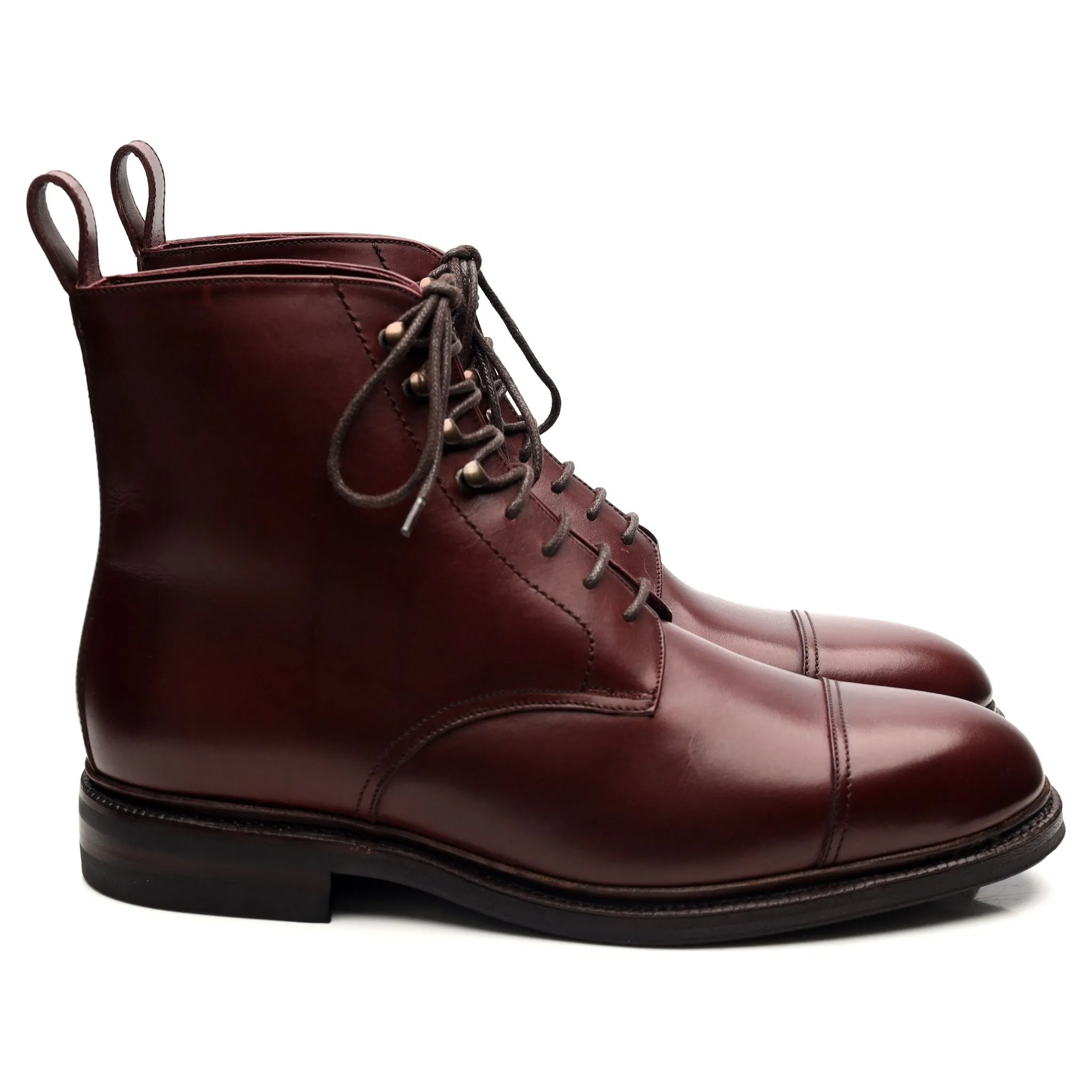 '101747 'Burgundy Leather Boots UK 6.5 E