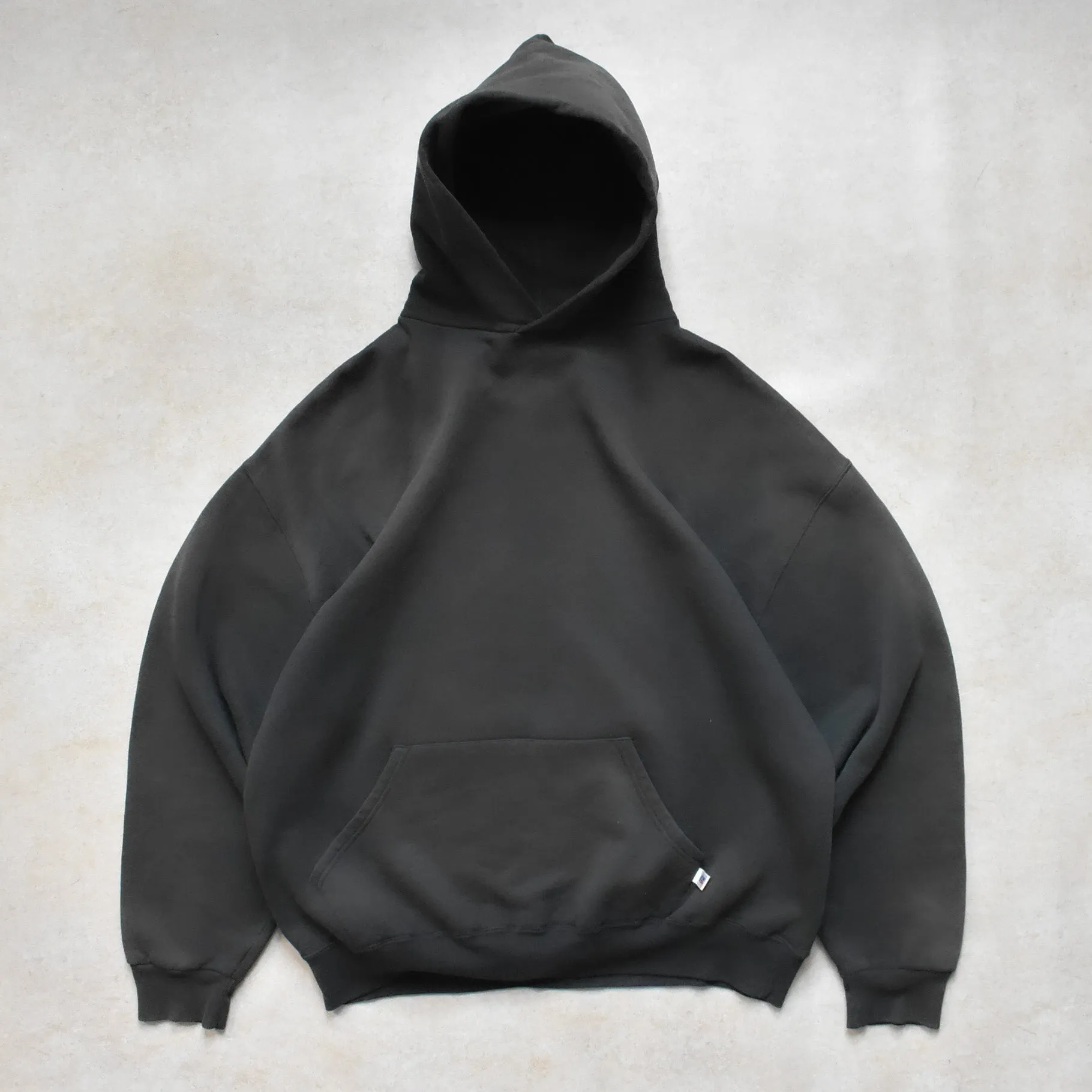 1990s Russell Athletic Black Faded Hoodie - XL