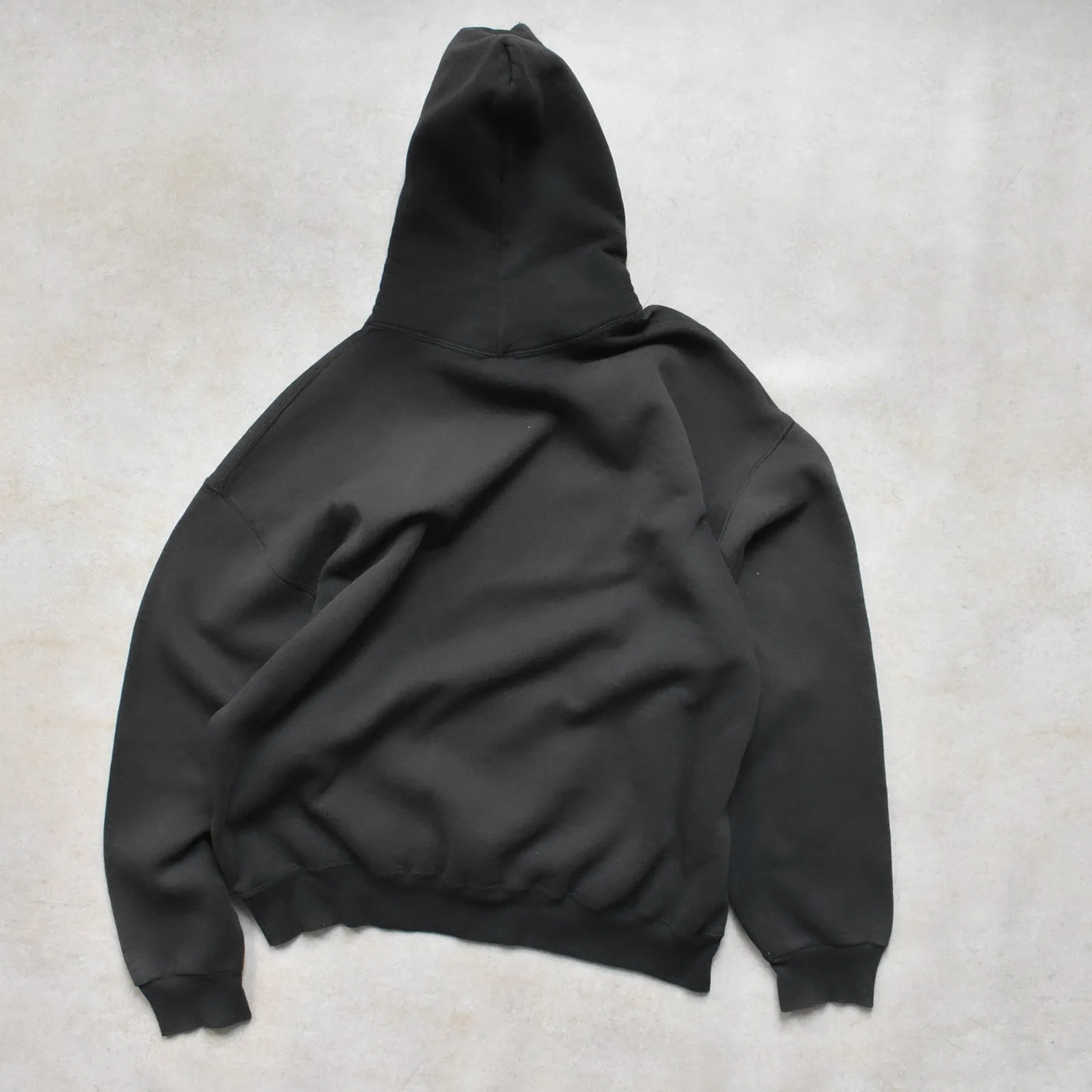 1990s Russell Athletic Black Faded Hoodie - XL