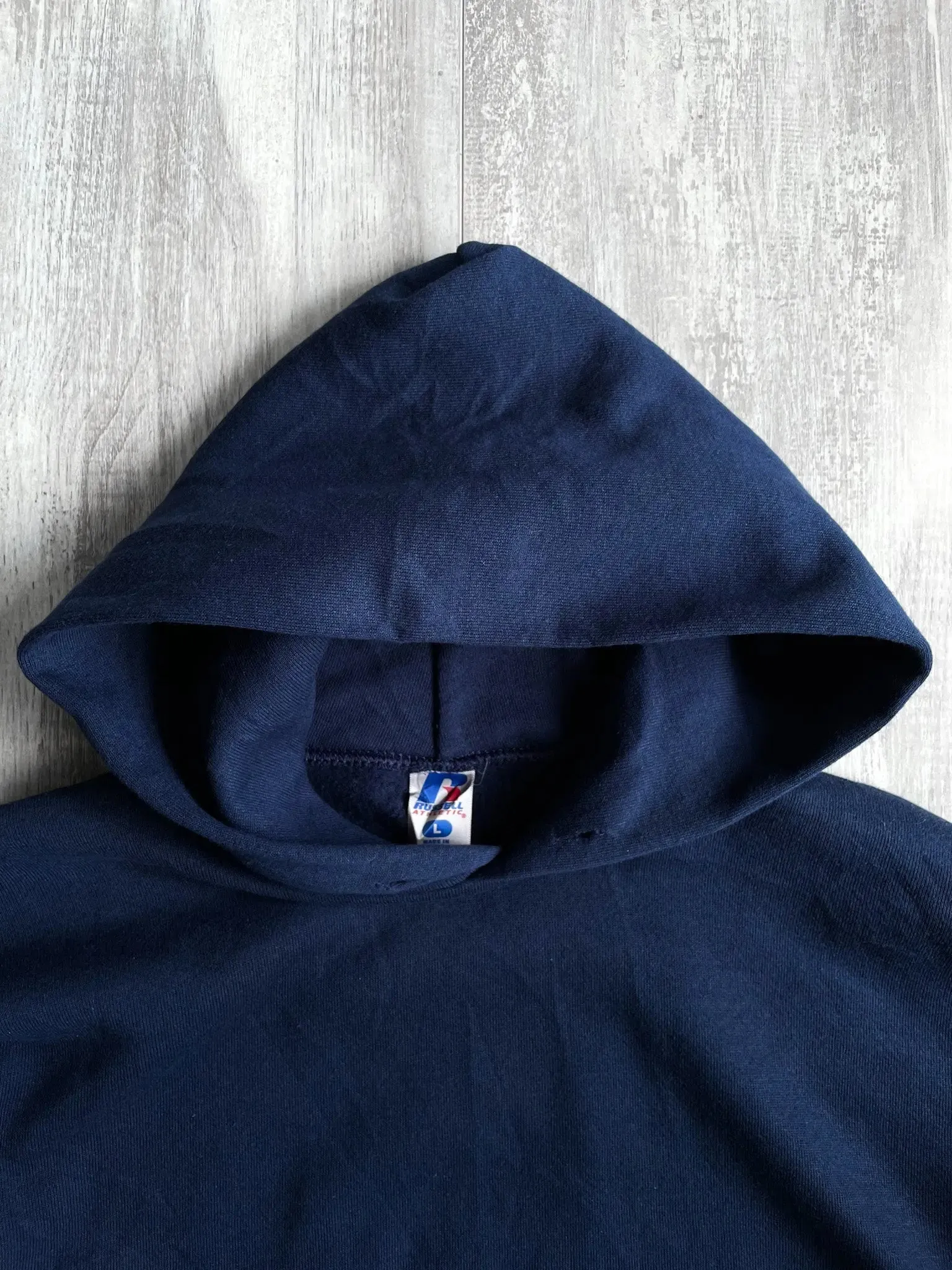 1990's Russell Athletic Navy Hoodie - L