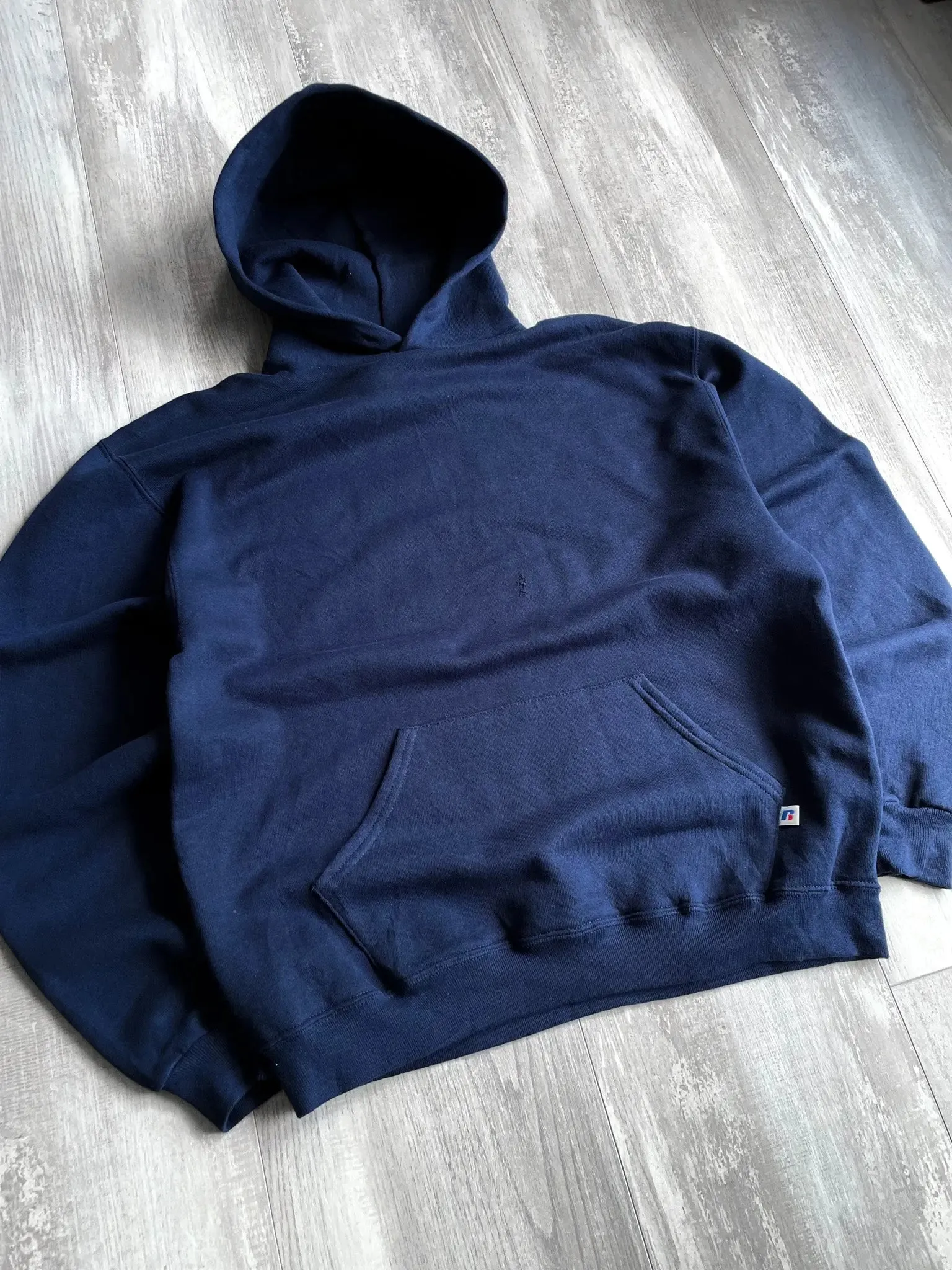 1990's Russell Athletic Navy Hoodie - L