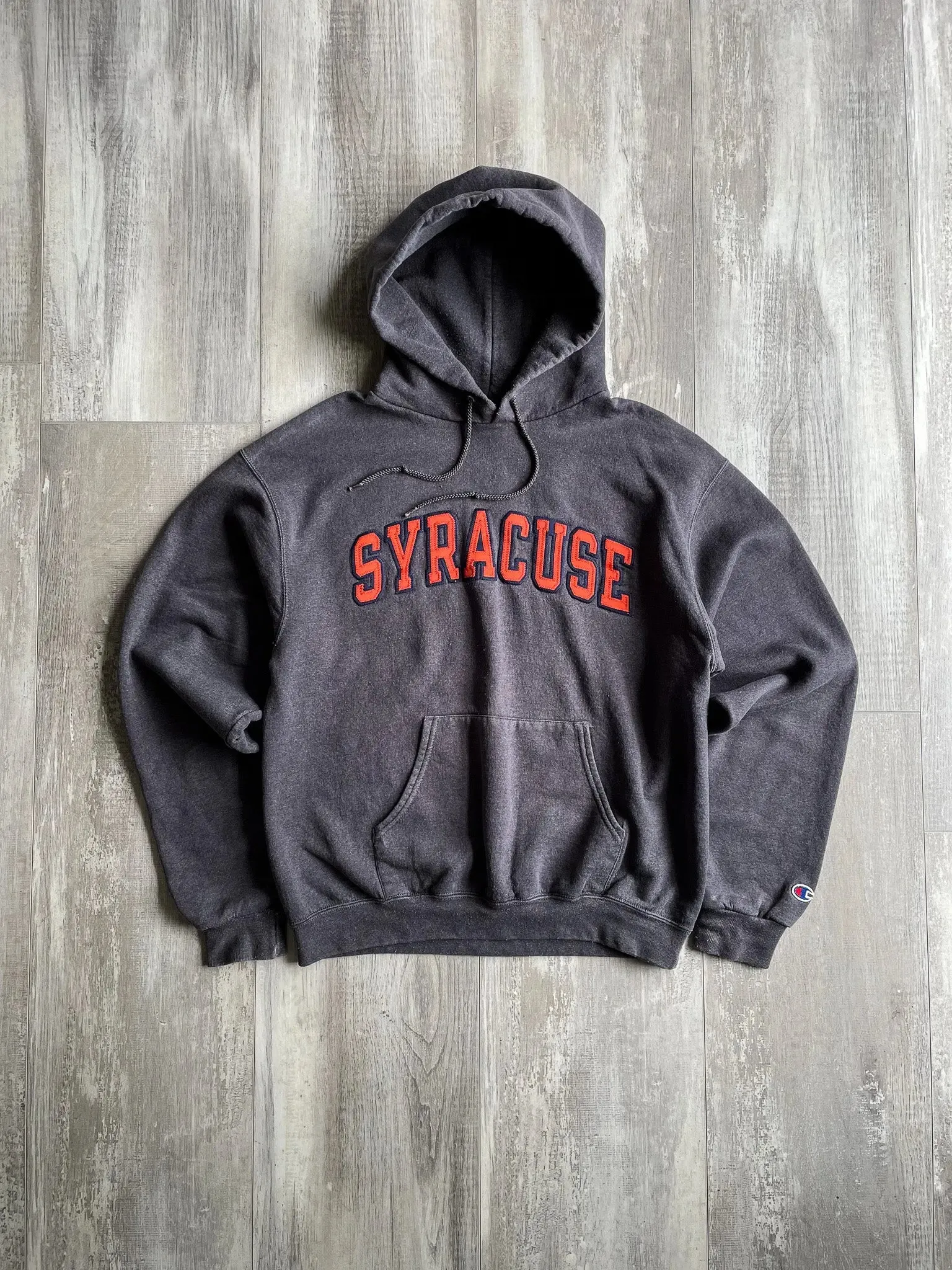 1990's Syracuse Champion Hoodie Charcoal Grey - M