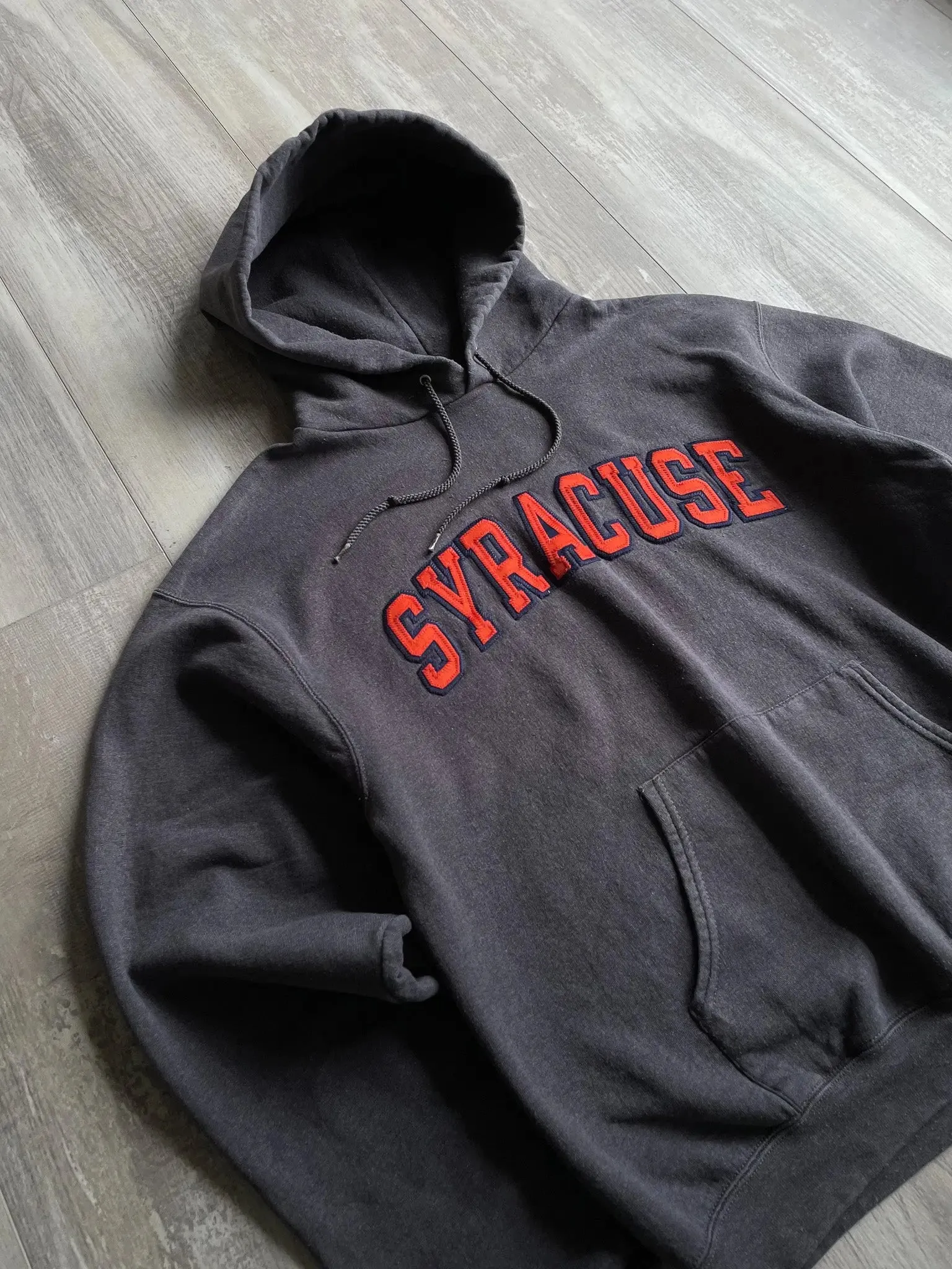 1990's Syracuse Champion Hoodie Charcoal Grey - M