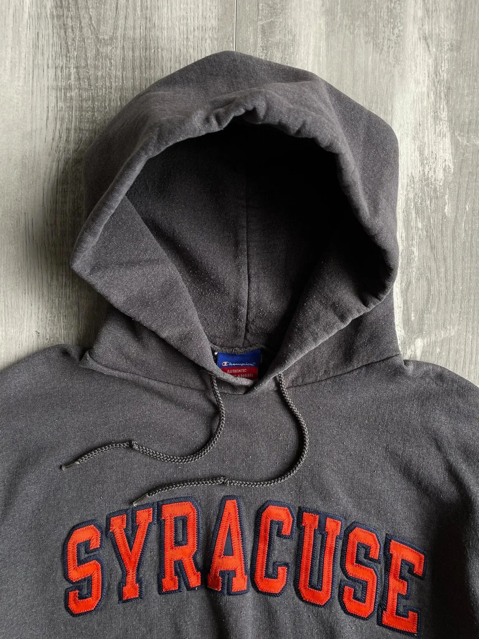 1990's Syracuse Champion Hoodie Charcoal Grey - M