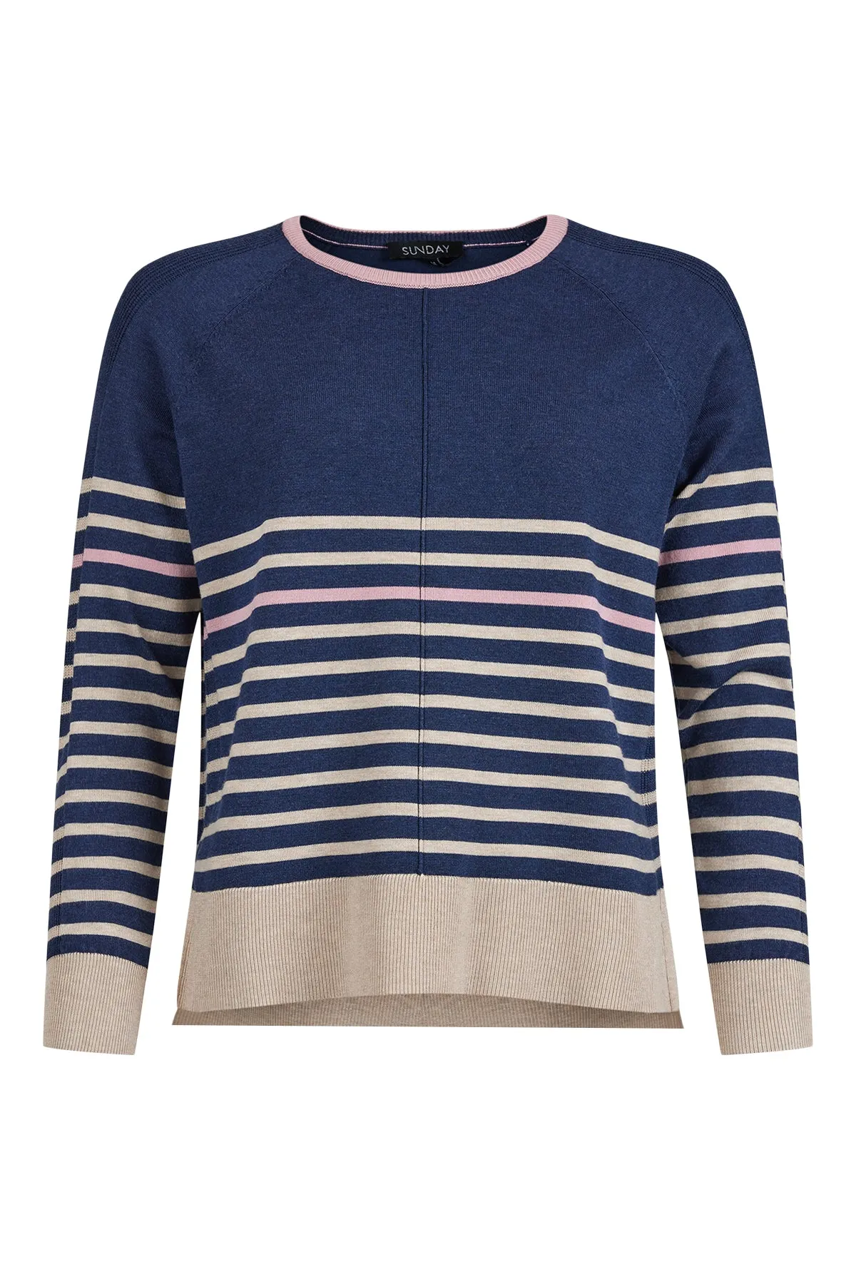 6938 Navy Strip Print Pullover Sunday - Buy Now