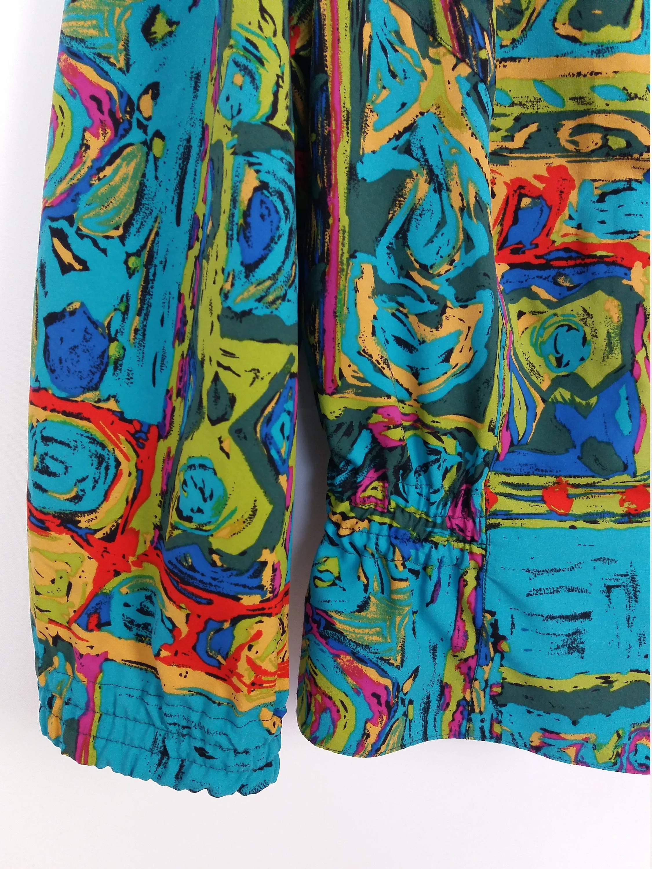 80s Blazer Blouse Abstract Print M-L