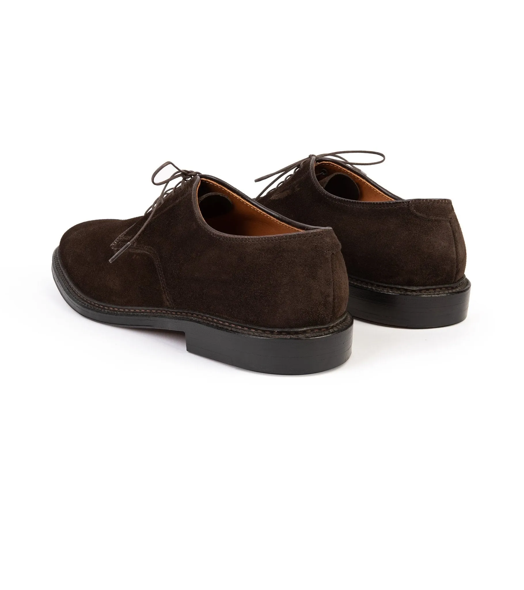 Alden Suede Plain Toe Blucher Shoe - Chocolate 29334F