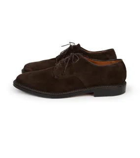 Alden Suede Plain Toe Blucher Shoe - Chocolate 29334F