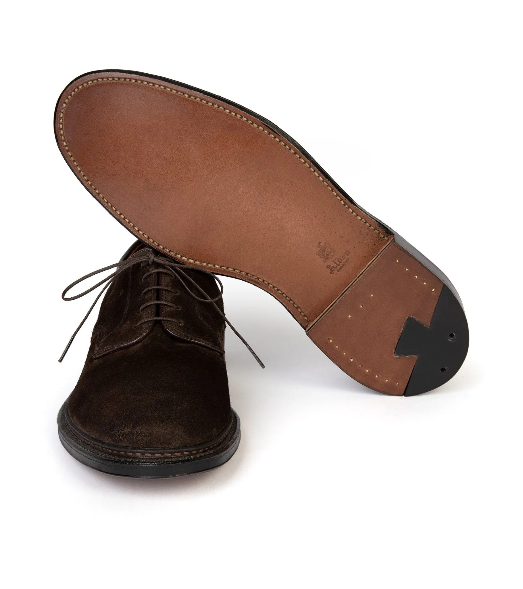 Alden Suede Plain Toe Blucher Shoe - Chocolate 29334F