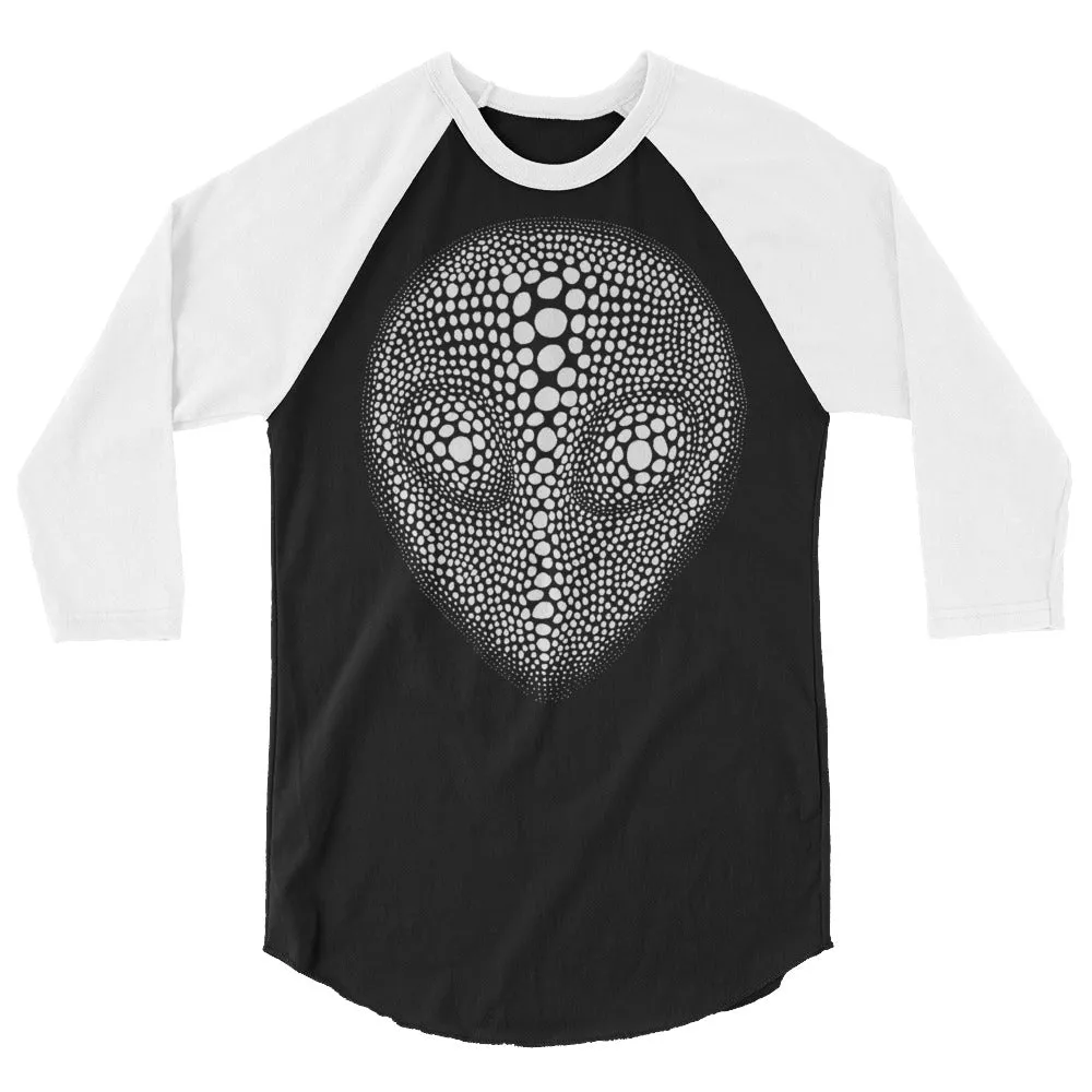 Alien Head Illusion Raglan - Unique Design and High-Quality Shirt. Perfect for Sci-Fi Fans.