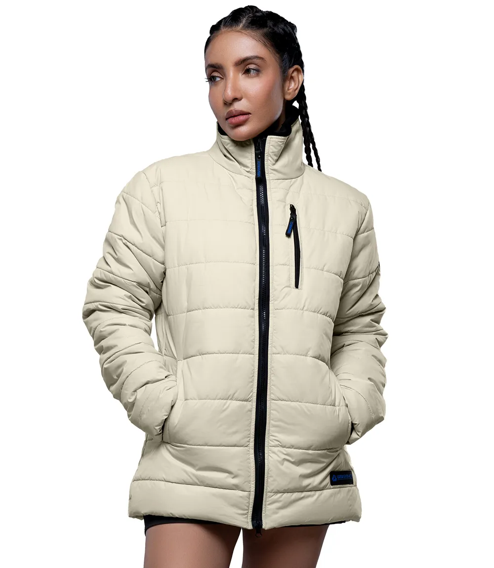 Azaria Women Cream High Collar Puffer Jacket 