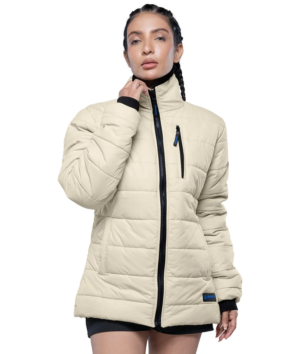 Azaria Women Cream High Collar Puffer Jacket 