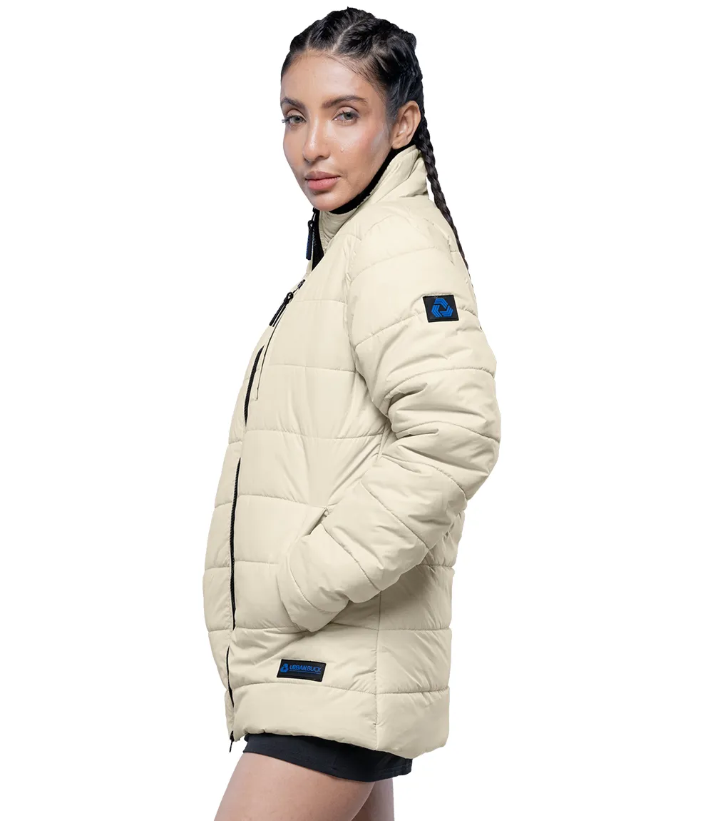 Azaria Women Cream High Collar Puffer Jacket 