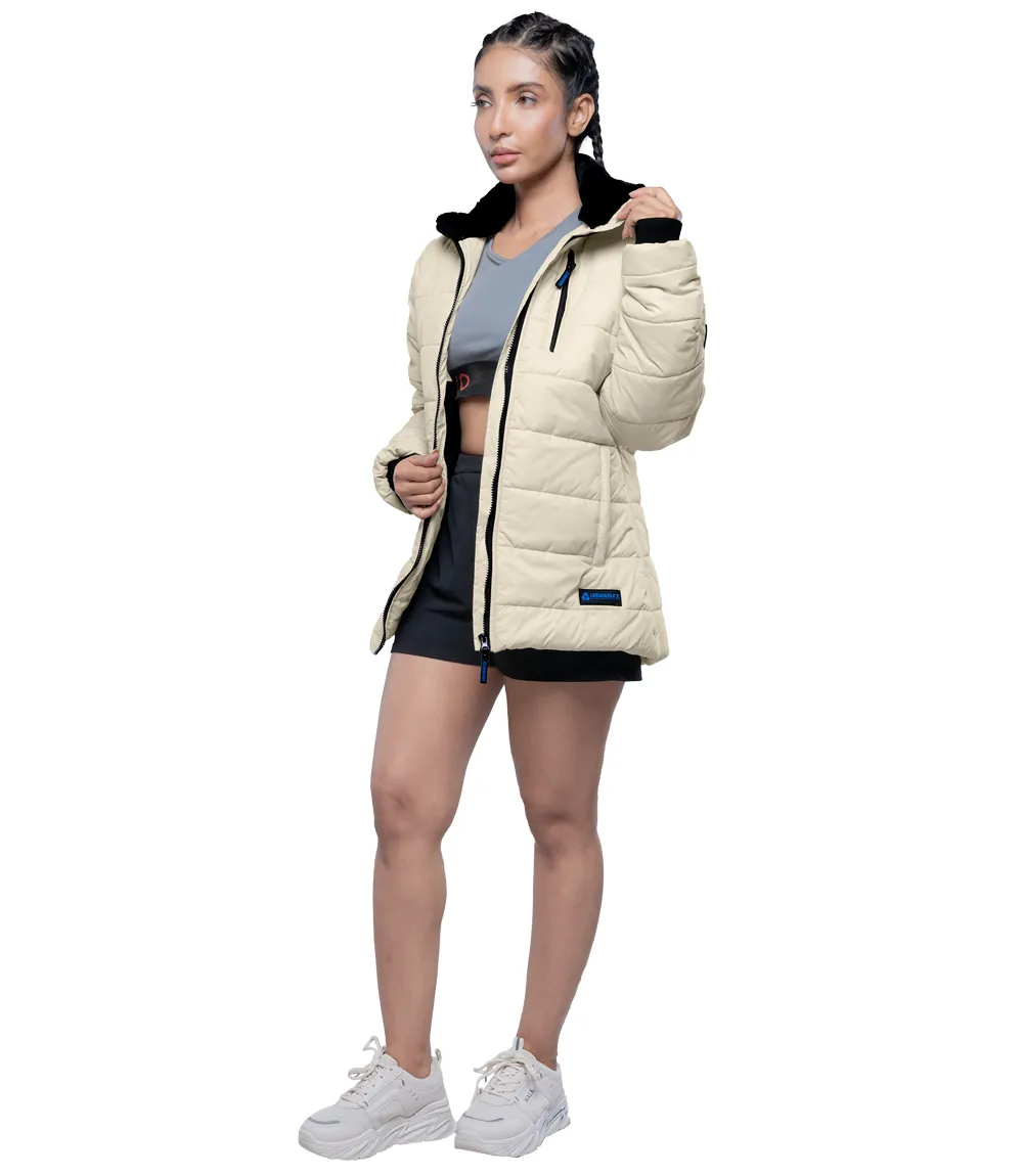 Azaria Women Cream High Collar Puffer Jacket 