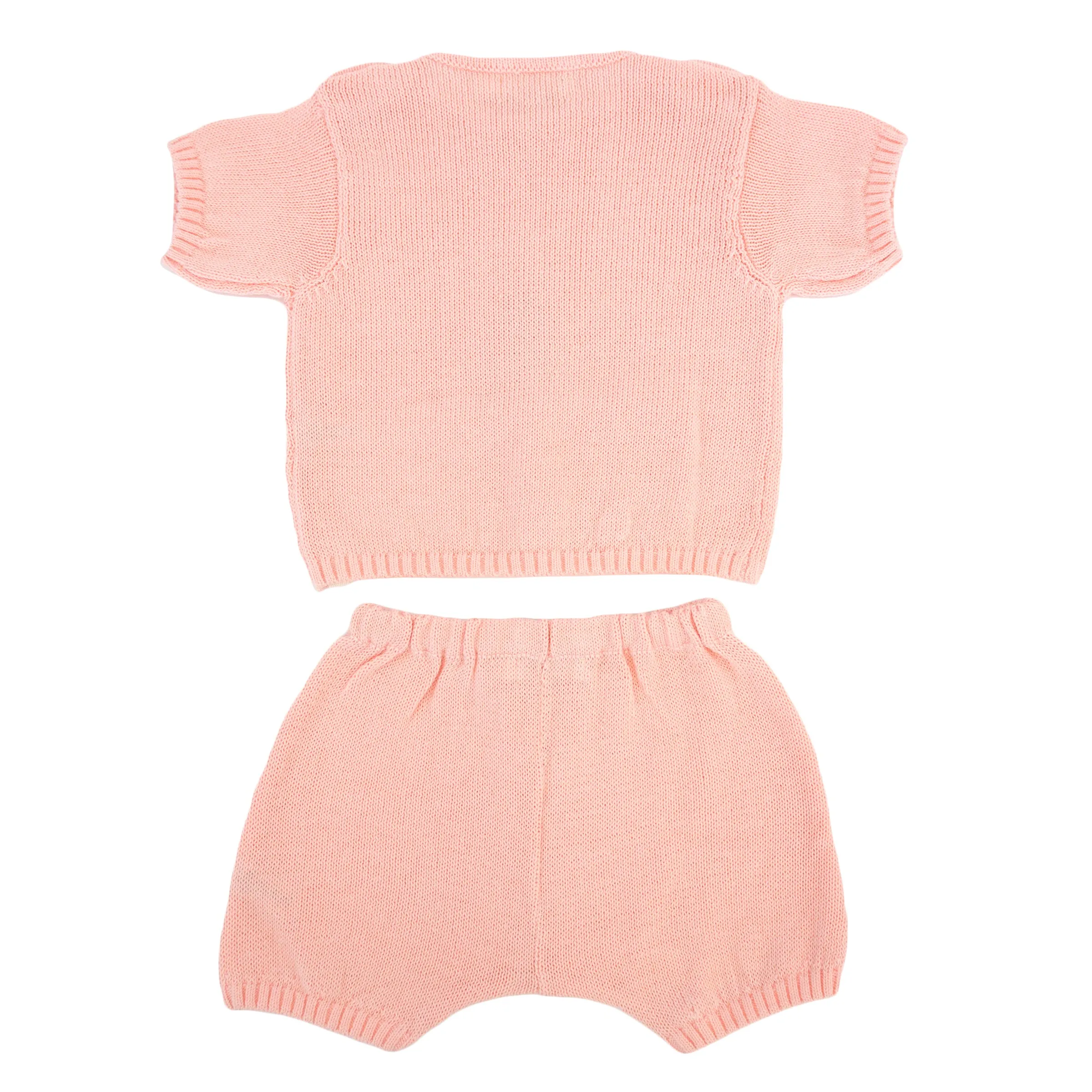 Baby Country Club Knitted Short Set - Pale Pink