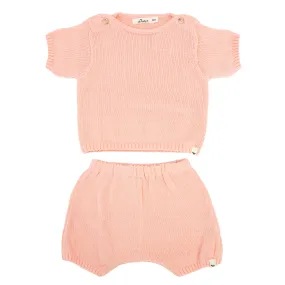 Baby Country Club Knitted Short Set - Pale Pink