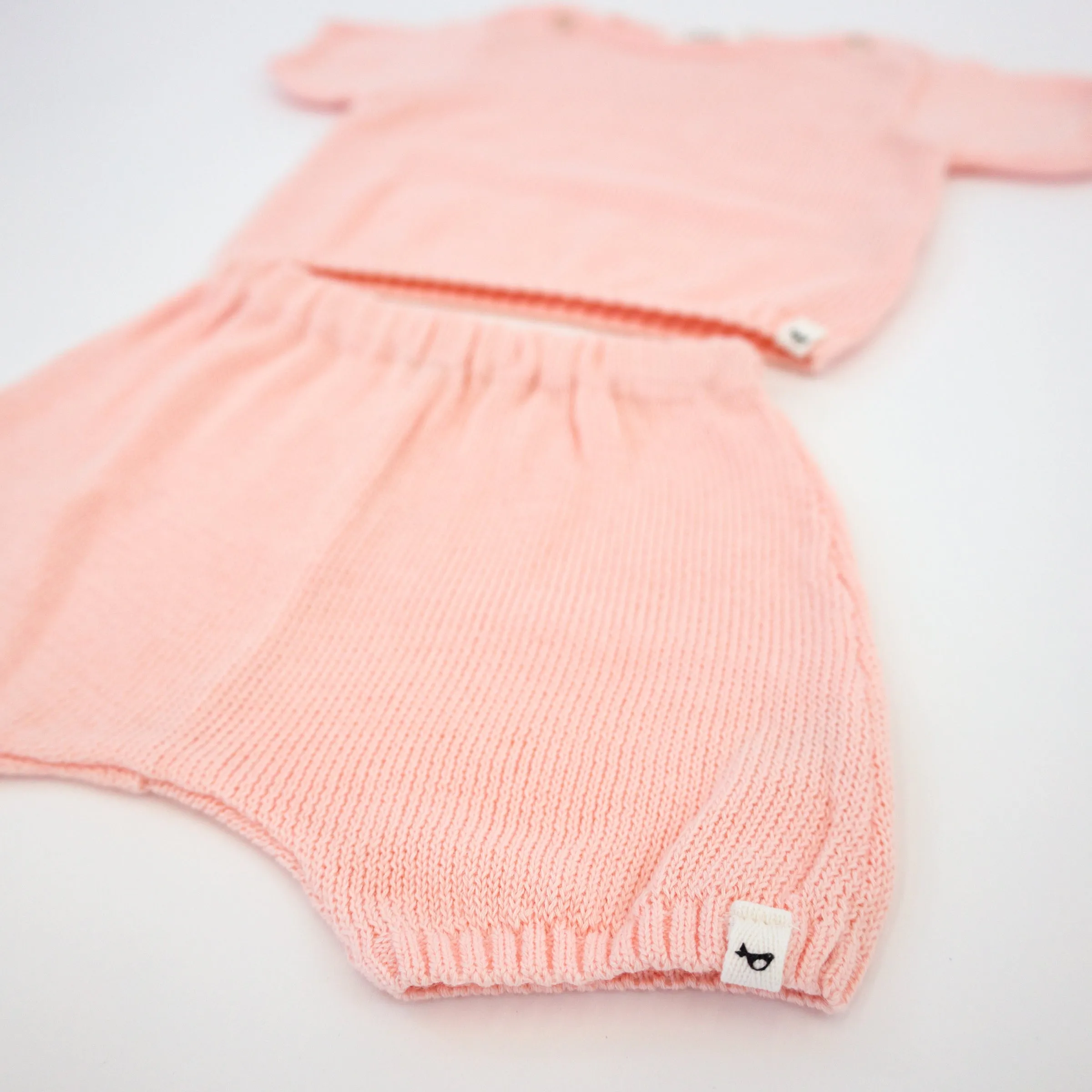 Baby Country Club Knitted Short Set - Pale Pink