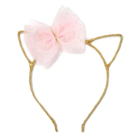 Baby Kitty Headband Gold - Pale Pink Bow