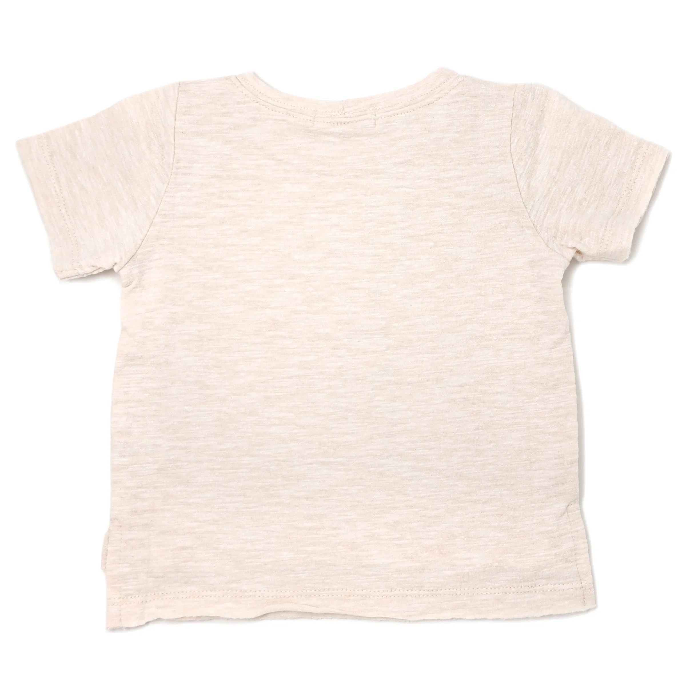 Baby Monkey Tee - Raw Edge Short Sleeve Cotton Slub - Sand Heather.