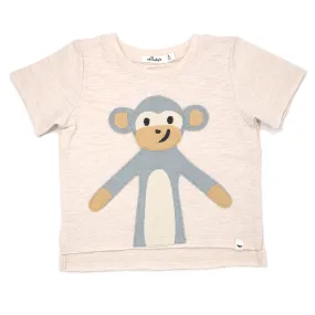 Baby Monkey Tee - Raw Edge Short Sleeve Cotton Slub - Sand Heather.