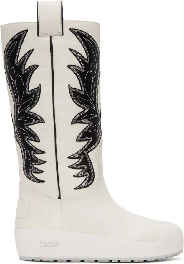 Bally White Curling Montana Combat Boots