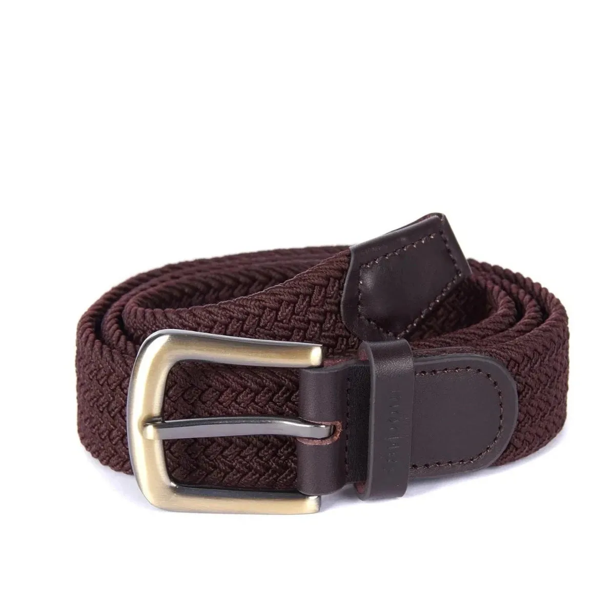 Barbour brown stretch webbing leather belt