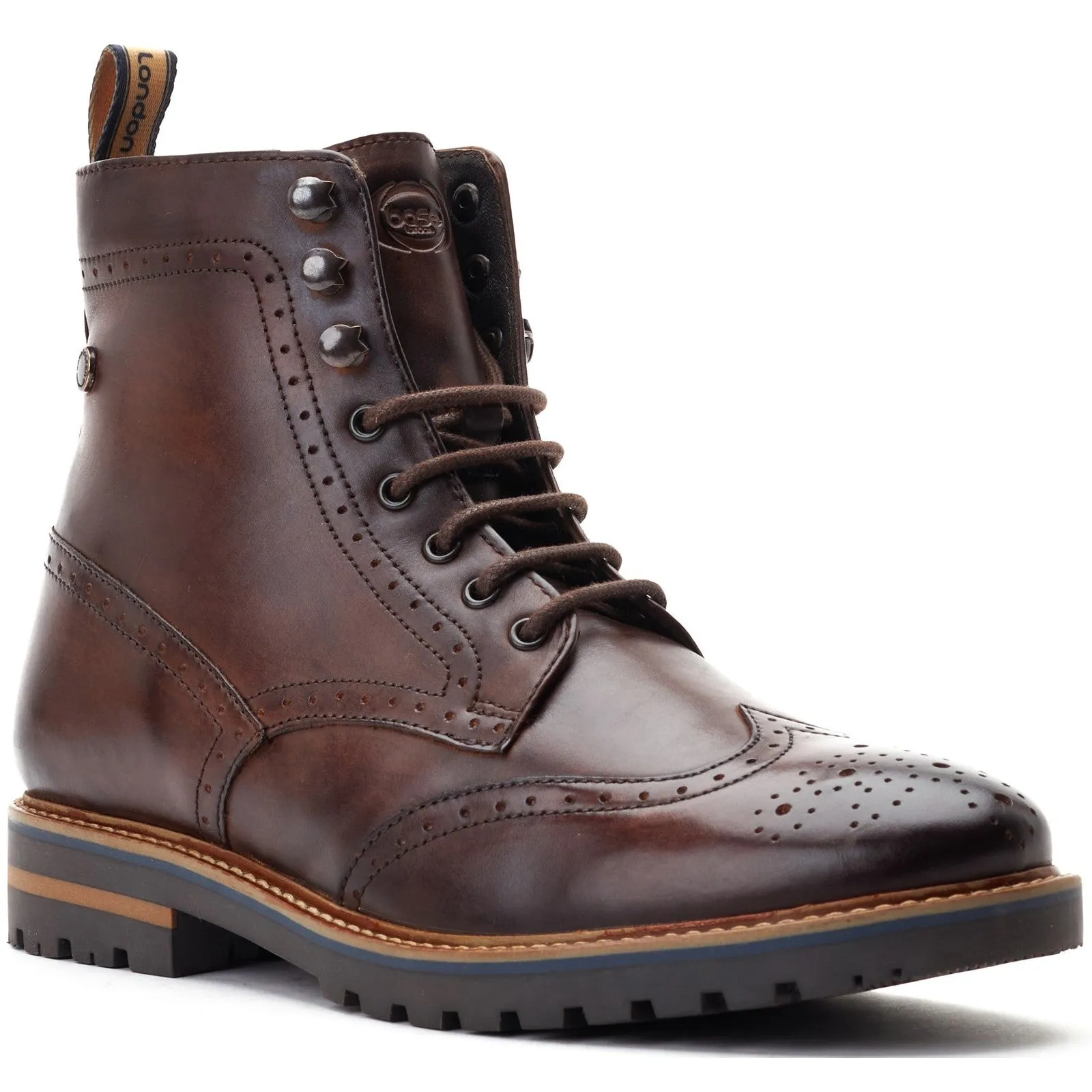 Base London Grove Washed Leather Brogue Boot