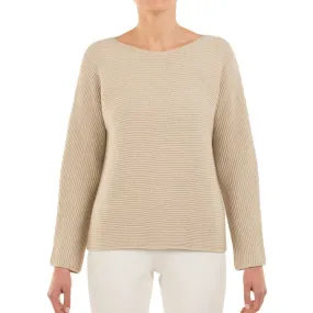 Beige Boat Neck Pullover Women's.