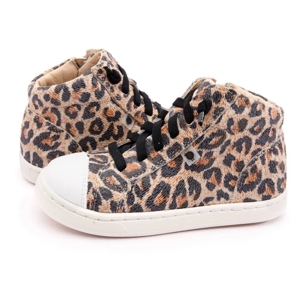 Beige Leopard High Top Sneakers