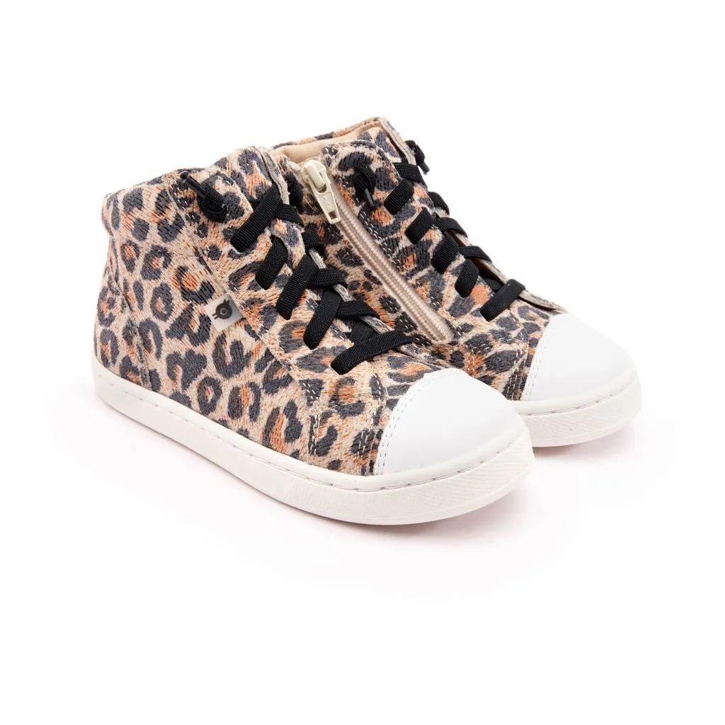 Beige Leopard High Top Sneakers