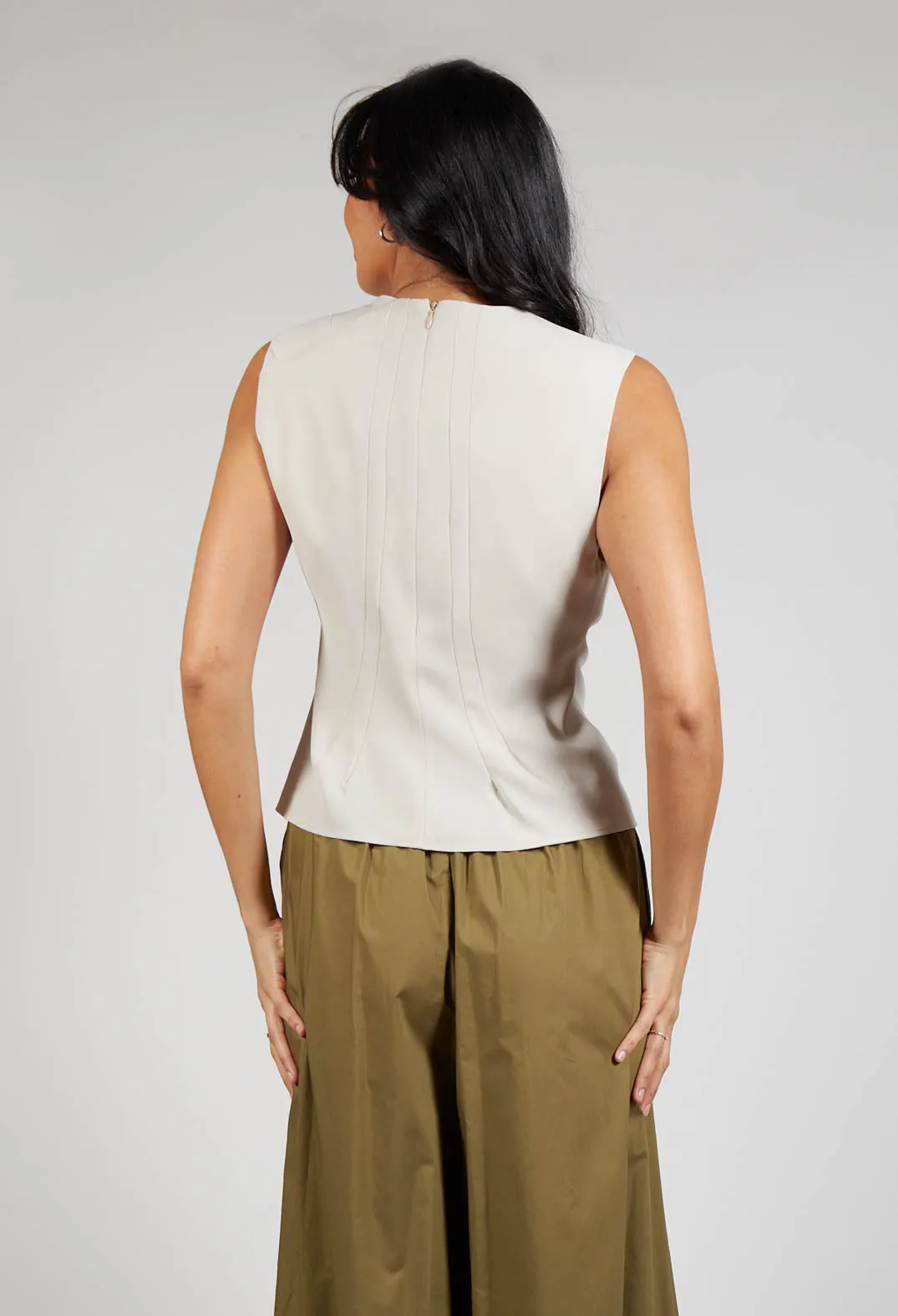 Beige Ruched Vest Top.