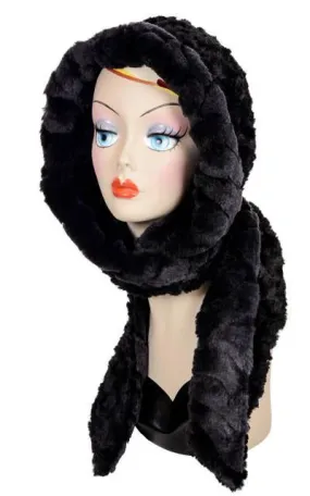 Black Faux Fur Hoody Scarf - Ebony Dream Result: [Product Name]