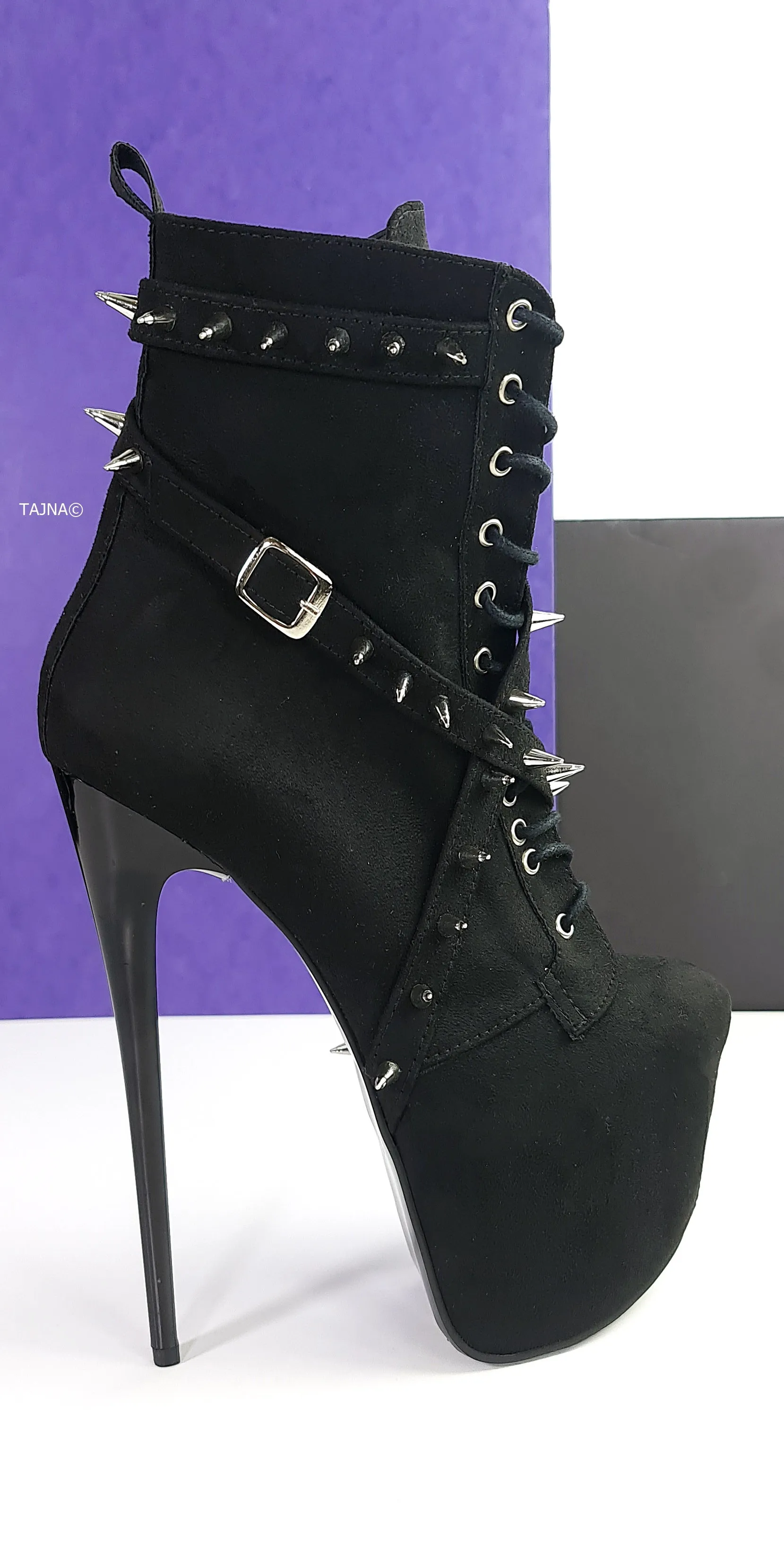 Black Studded Spike Rocker Boots