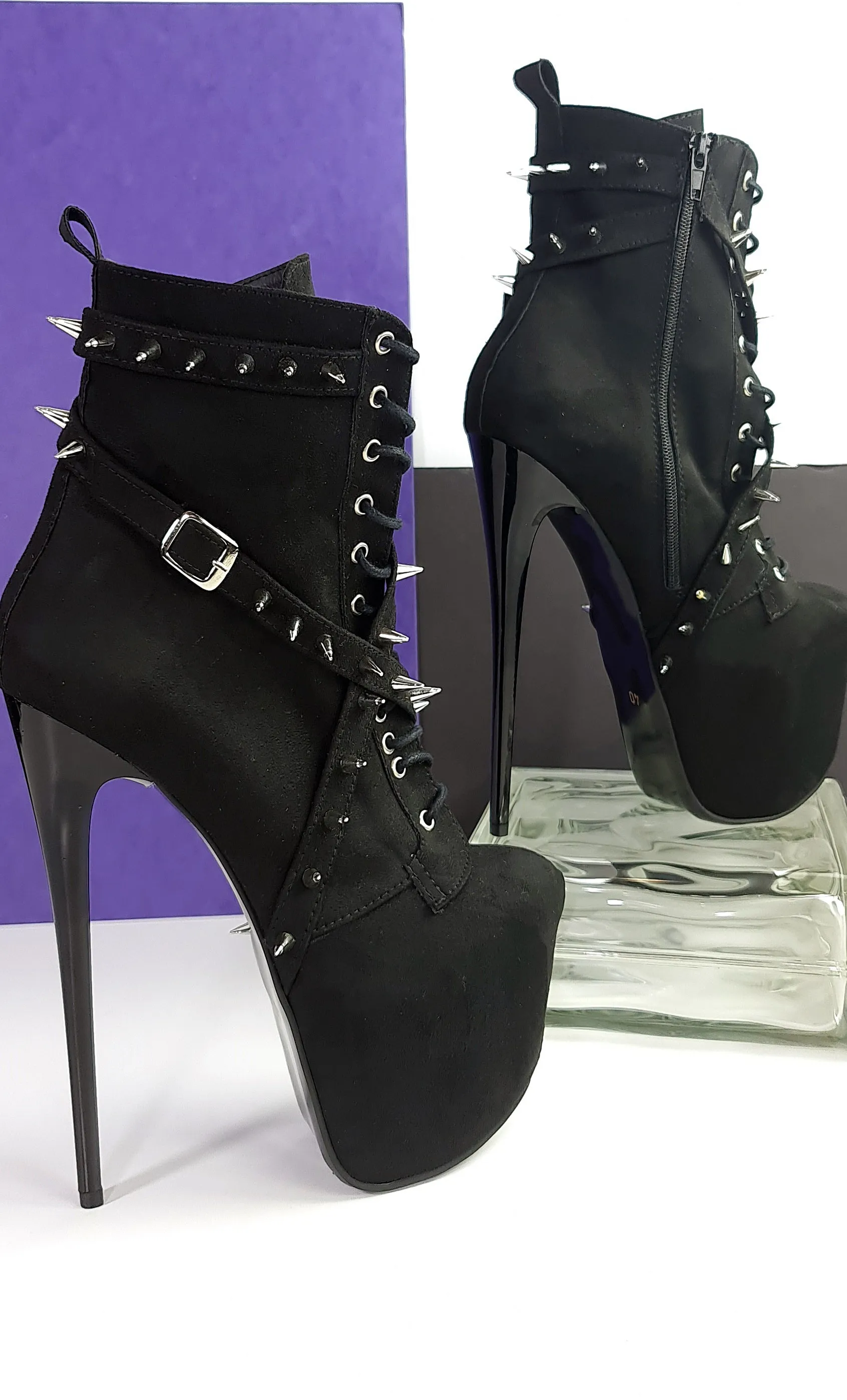 Black Studded Spike Rocker Boots