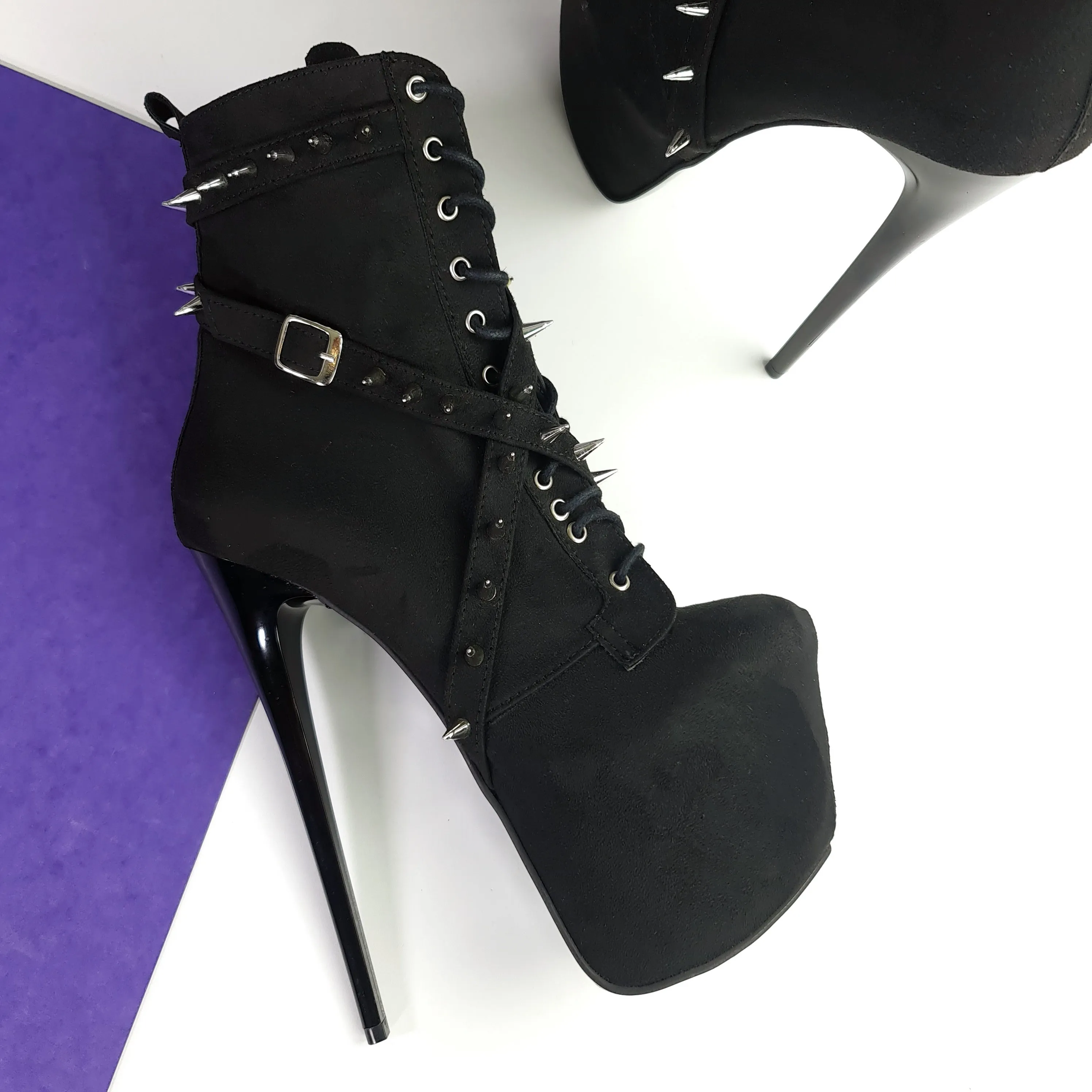 Black Studded Spike Rocker Boots