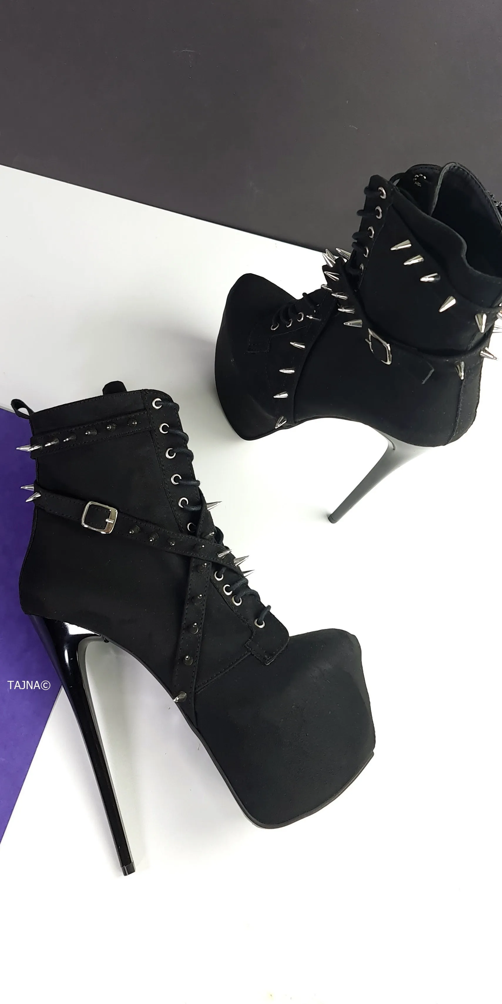 Black Studded Spike Rocker Boots