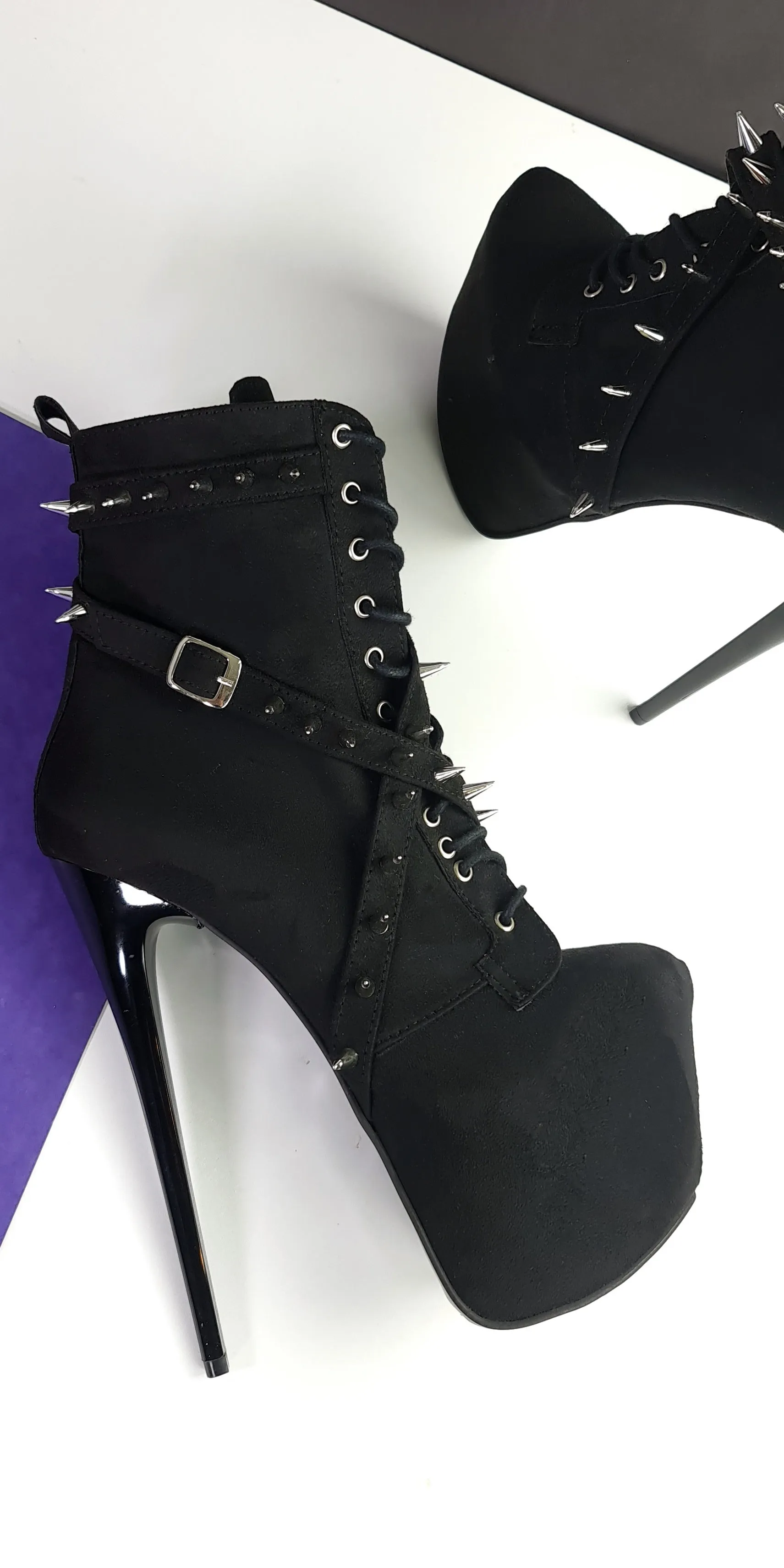 Black Studded Spike Rocker Boots