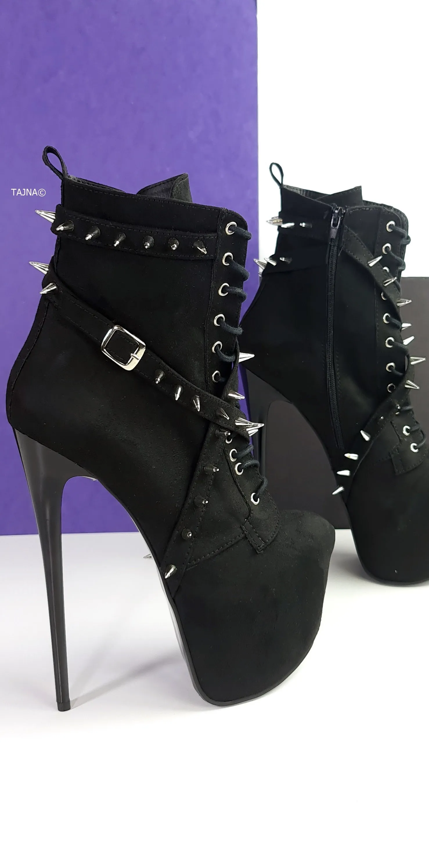 Black Studded Spike Rocker Boots