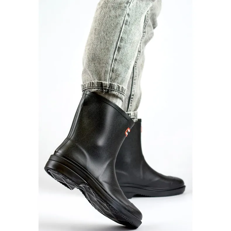 Black women's rain boots for the garden, over-the-ankle rain boots