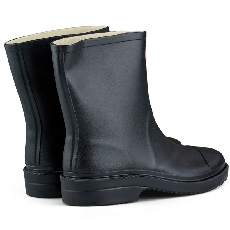 Black women's rain boots for the garden, over-the-ankle rain boots