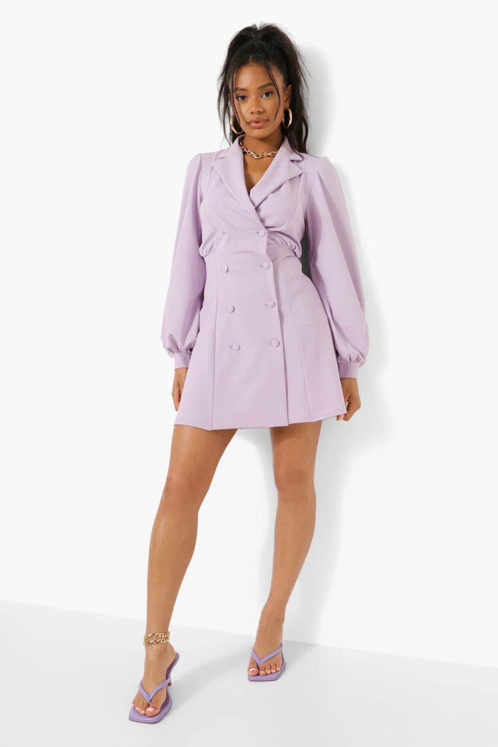 Blouson Sleeve Blazer Dress