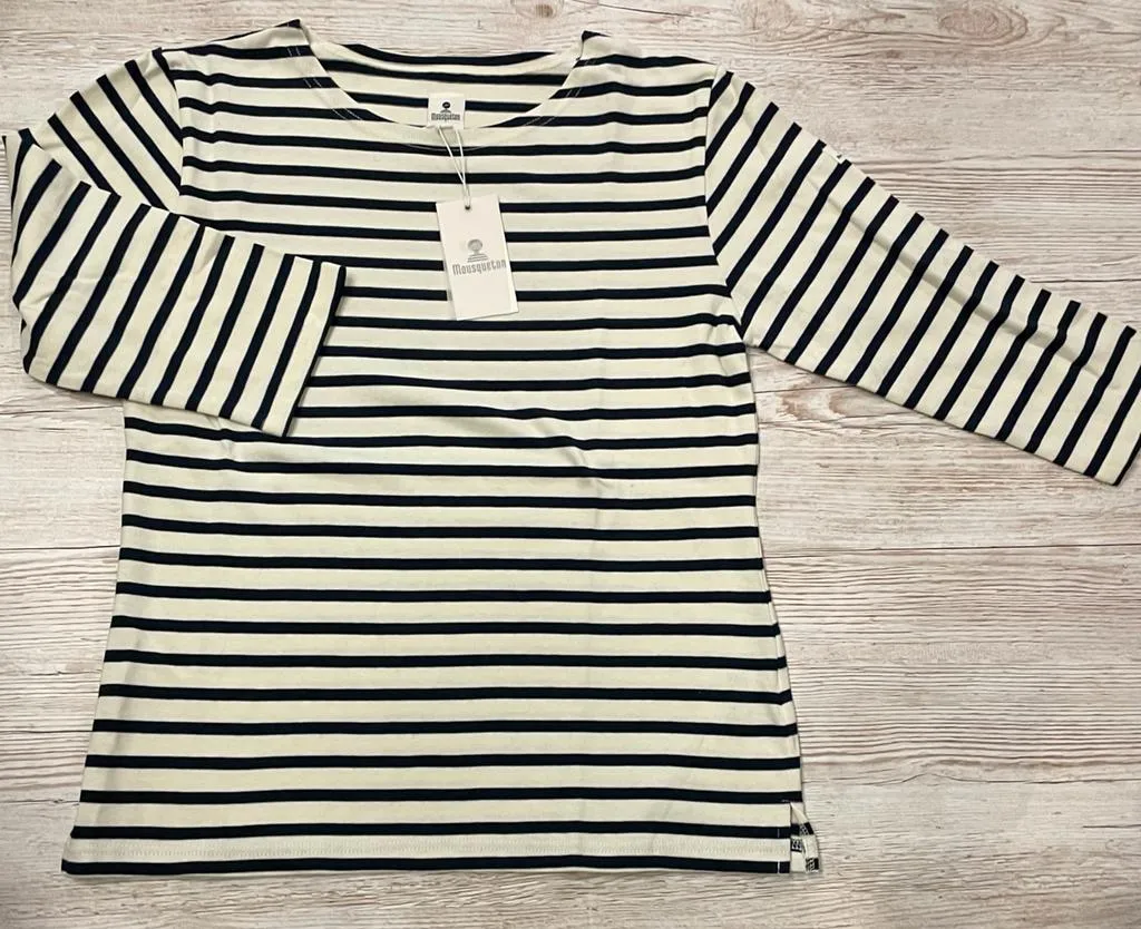 Blue White Sailor Boating Top - Mousqueton Women's Marina-B French Breton Style Striped Sweater