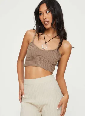 Brown Dallia Knit Top