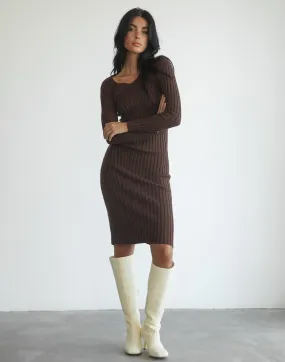 Brown Rolanda Midi Dress