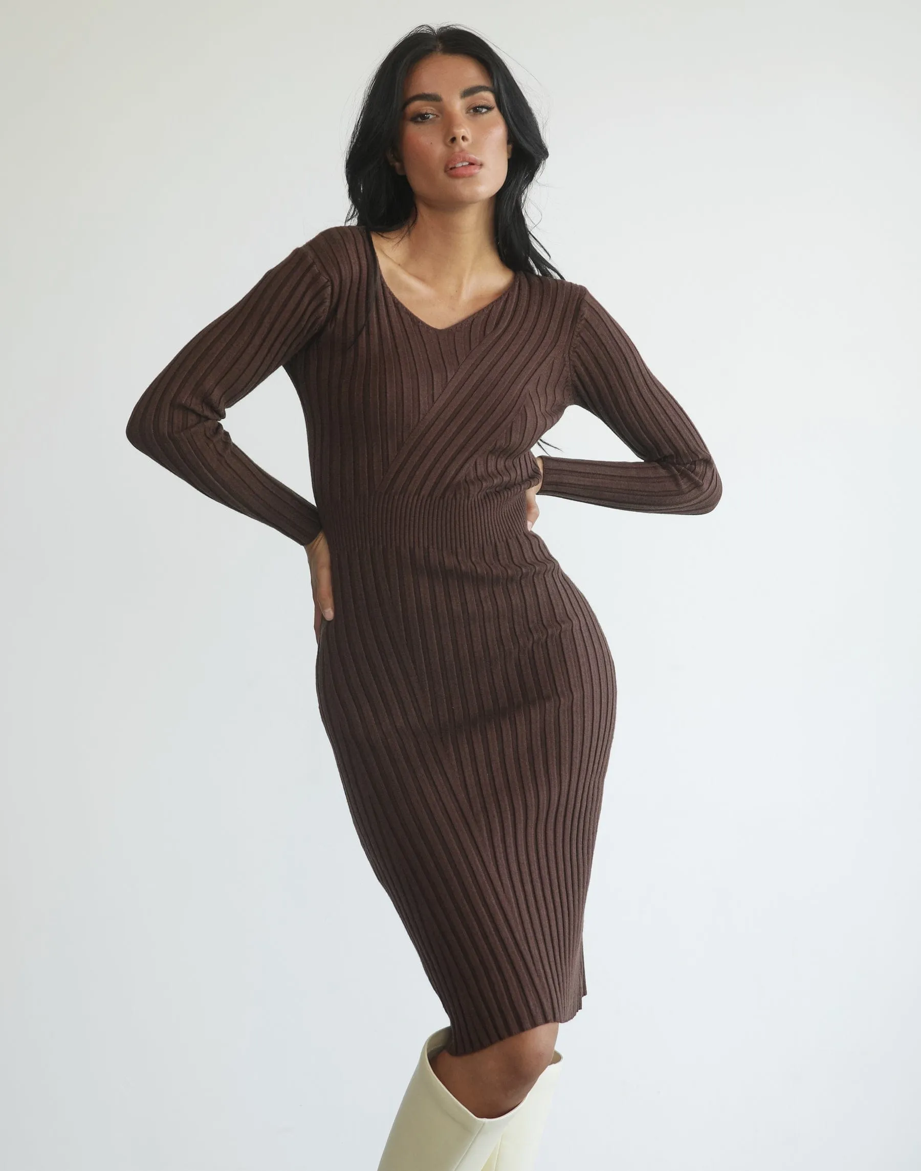 Brown Rolanda Midi Dress