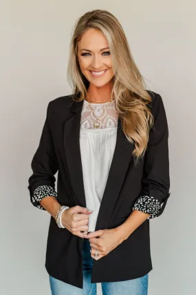 Business Beauty Black Open Front Blazer