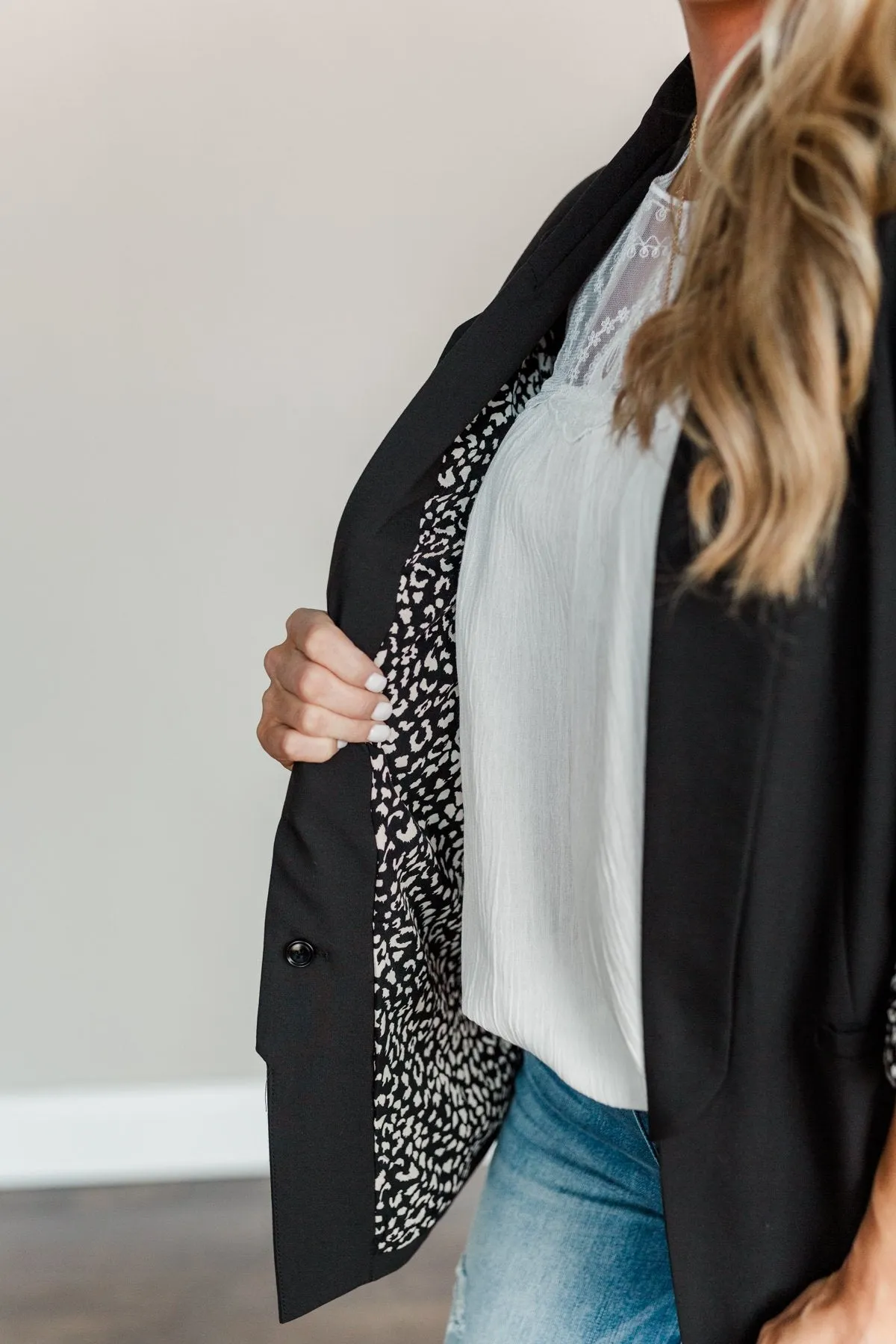 Business Beauty Black Open Front Blazer