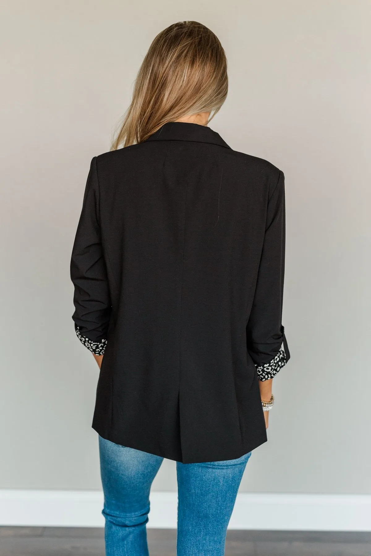 Business Beauty Black Open Front Blazer