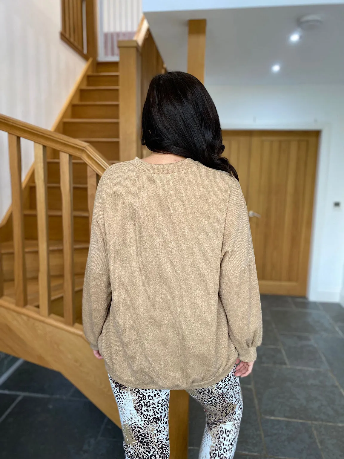 Camel Sequin Star Knit Kerry Sweater