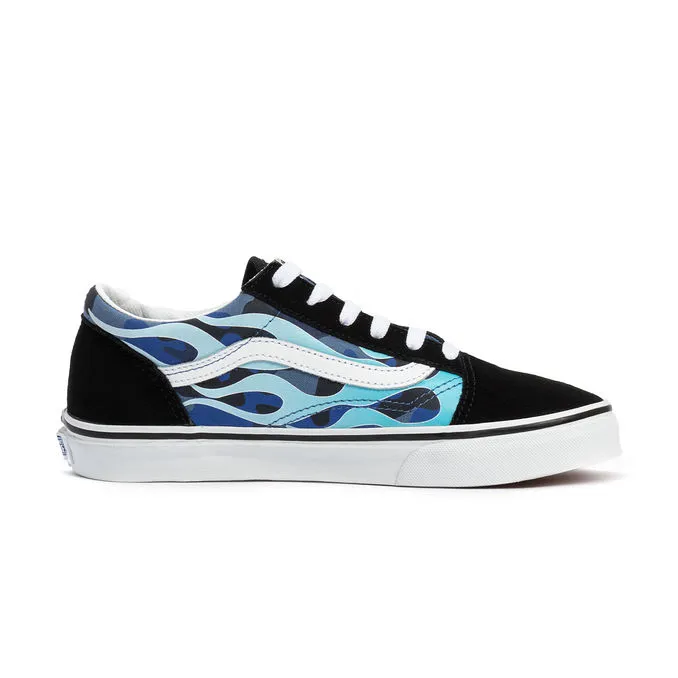 Camouflage Shoes for Kids - Blue Ice Camo with Flame Design